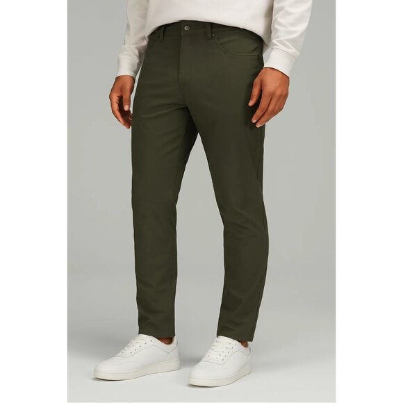 Lululemon ABC Slim-Fit Pants Warpstreme Olive Green 35" Waist Mens Stretchy - Picture 1 of 8